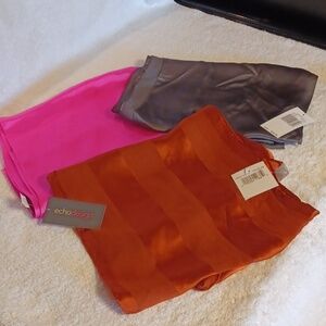 Echo Design 3 silk scarves dark gray, orange, pink new with tags